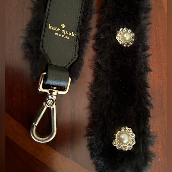 Kate Spade black faux fur bag strap. Excellent condition. Sparkly bead design. - Picture 2 of 3